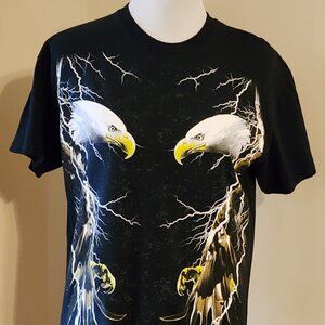 Vintage T-Shirt Eagle/Eagles Lightning Biker Medium 100% Cotton Black Unisex